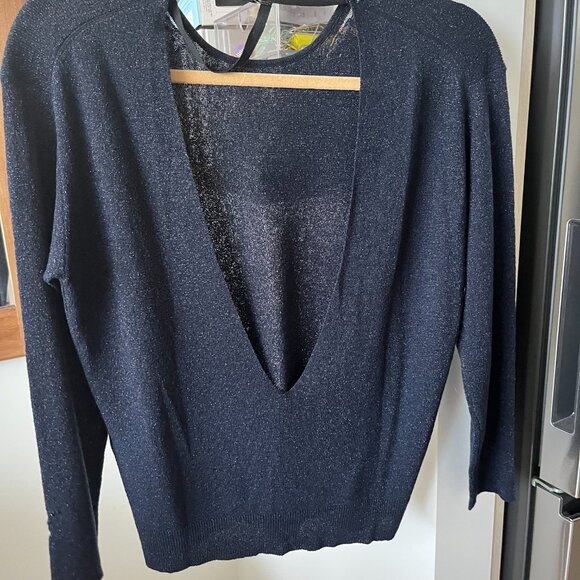 Zadig & Voltaire | Open Back & Round Neck Sweater, Metalic Navy, XS - Picture 2 of 6